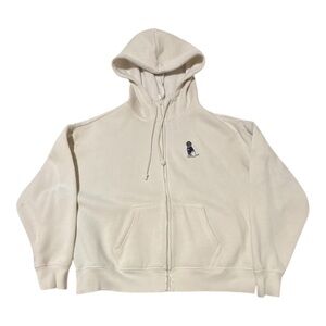 PINK by Victoria's Secret Cream Embroidered Dog Zip-Up Hoodie Size S
